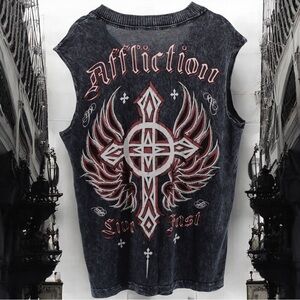 Y2K Affliction Grunge Stretch Tank Motorcycle Rock n Roll Men’s Size S